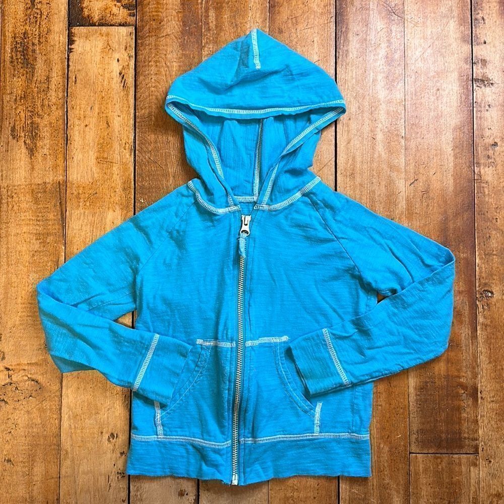 Hanes hoodie size 4 to 5 girls Blue Lightweight Zip Up Hooded Sweatshirt cotton